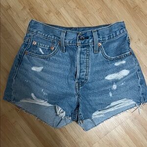 Stylish Blue Distressed Jean Shorts